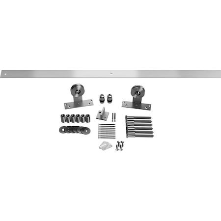 Ekena Millwork Straight Top Barn Door Hardware Set w/ 8' Track for 1 3/8" to 2 1/4" Doors, Stainless Steel GB60050H8SS